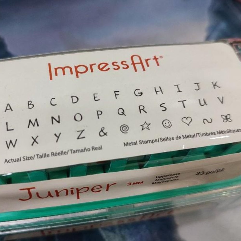 JUNIPER Impress Art Font 33PC 3MM Uppercase Alphabet & Symbols Metal Stamps
